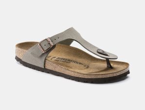 BIRKENSTOCK GIZEH BIRKO-FLOR NUBUK SANDALS – REGULAR FIT – STONE ΓΚΡΙ