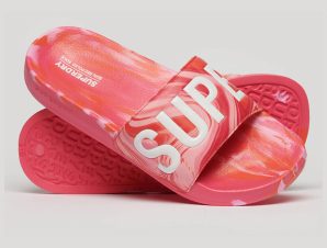 Superdry – SDRY MARBLE VEGAN POOL SLIDE ΓΥΝΑΙΚΕΙΟ – HYPER FIRE PINK AOP