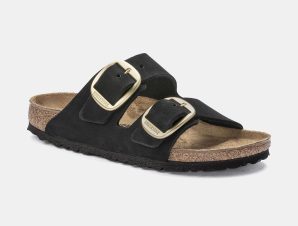 BIRKENSTOCK ARIZONA BIG BUCKLE NUBUCK LEATHER SANDALS – NARROW FIT ΜΑΥΡΟ