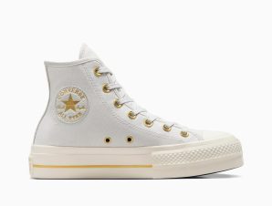 Converse – CHUCK TAYLOR ALL STAR LIFT PLATFORM TAILORED LINES – 095-BARELY GREY/EGRET/GOLD