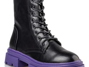 Envie Shoes Γυναικεία Μποτάκια Αρβυλάκια CΟΜΒΑΤ BOOTS V49-16221-41 Μαύρο-Μωβ