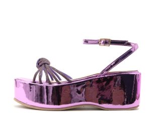 METALLIC LEATHER FLATFORM SANDALS WOMEN BACALI COLLECTION