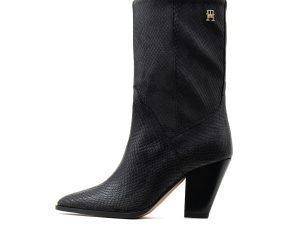 SNAKE SKEEN POINTED TOE HIGH HEEL MID BOOTS WOMEN TOMMY HILFIGER