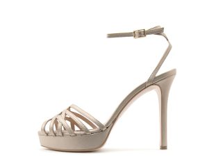 METALLIC LEATHER HIGH HEEL SANDALS WOMEN MOURTZI