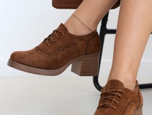 Oxfords suede με τακούνι – Ταμπά