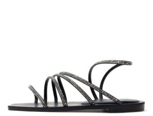 LEATHER STRASS FLAT SANDALS WOMEN UTOPIA